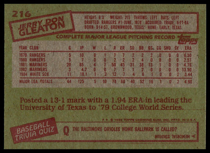 1985 Topps #216 Jerry Don Gleaton