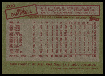 1985 Topps #209 Bill Campbell