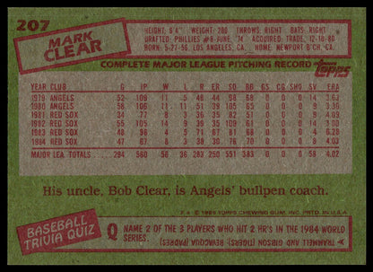 1985 Topps #207 Mark Clear
