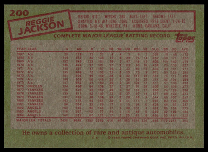 1985 Topps #200 Reggie Jackson