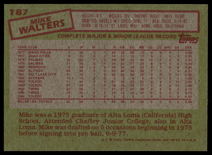 1985 Topps #187 Mike Walters