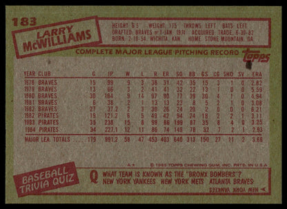1985 Topps #183 Larry McWilliams