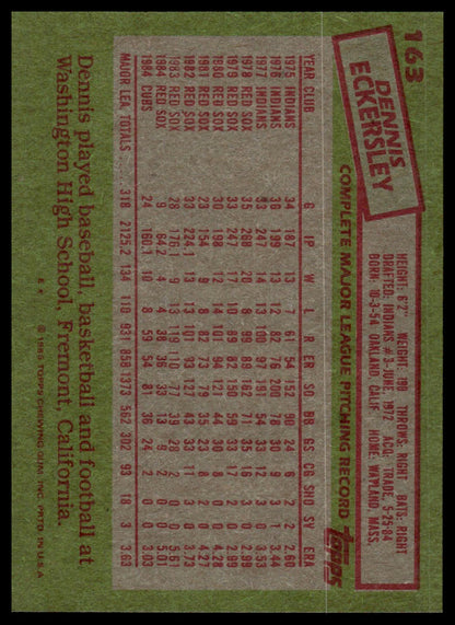 1985 Topps #163 Dennis Eckersley