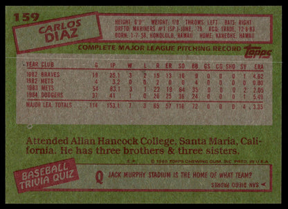 1985 Topps #159 Carlos Diaz