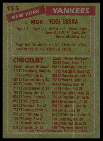 1985 Topps #155 Yogi Berra