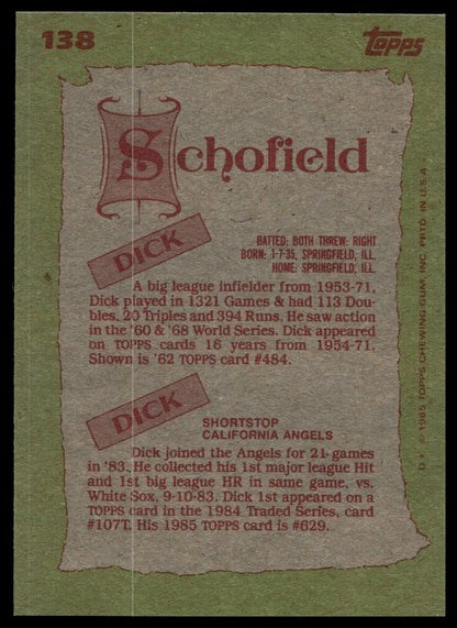 1985 Topps #138 Dick Schofield / Dick Schofield F&S