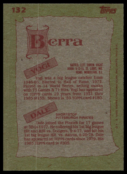 1985 Topps #132 Yogi Berra / Dale Berra F&S