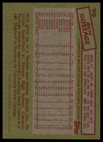 1985 Topps #90 Rich Gossage