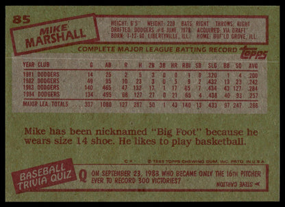 1985 Topps #85 Mike Marshall