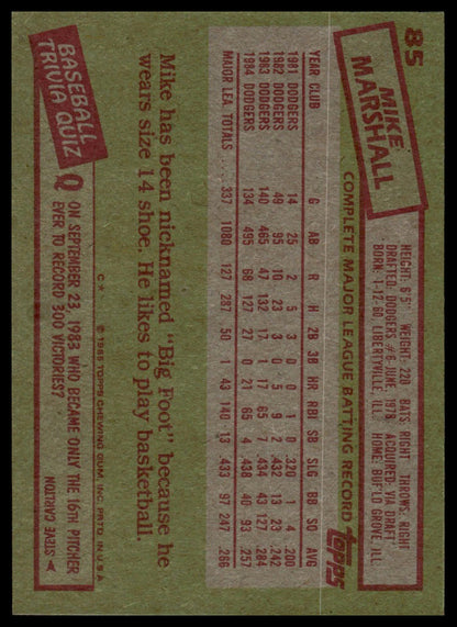 1985 Topps #85 Mike Marshall