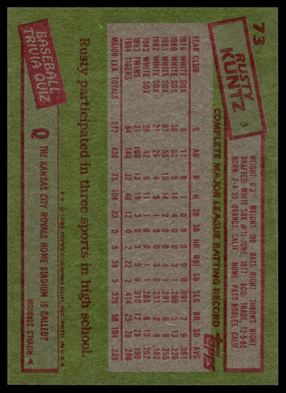1985 Topps #73 Rusty Kuntz