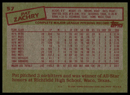 1985 Topps #57 Pat Zachry
