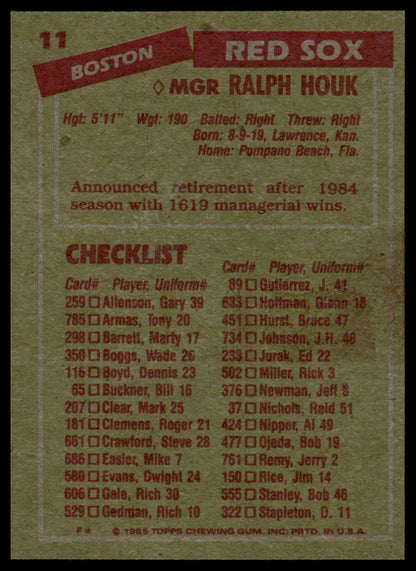 1985 Topps #11 Ralph Houk