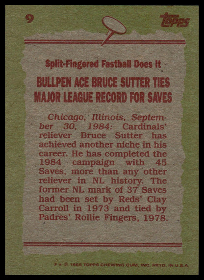 1985 Topps #9 Bruce Sutter
