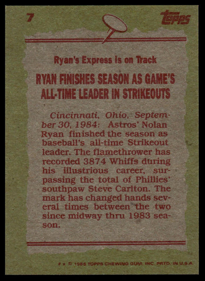 1985 Topps #7 Nolan Ryan