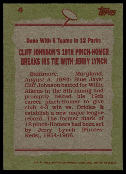 1985 Topps #4 Cliff Johnson