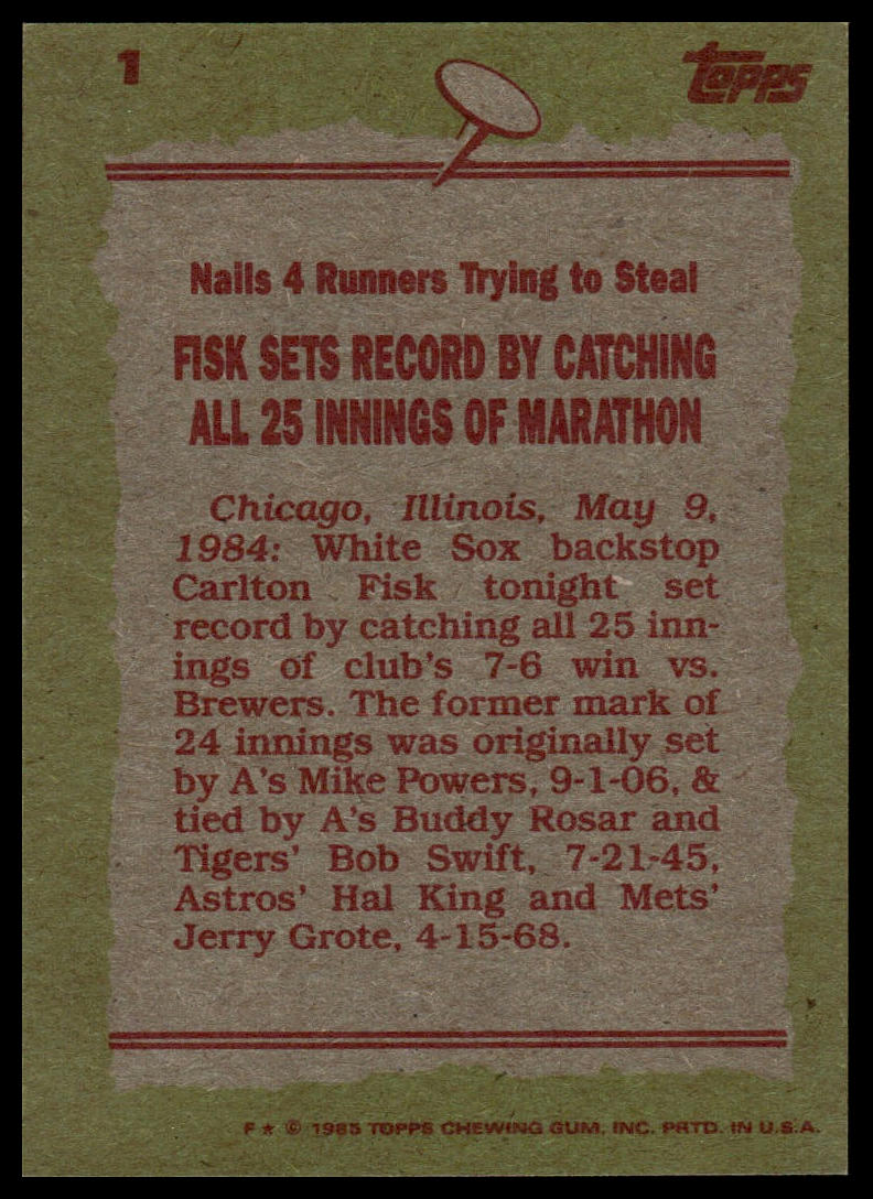 1985 Topps #1 Carlton Fisk
