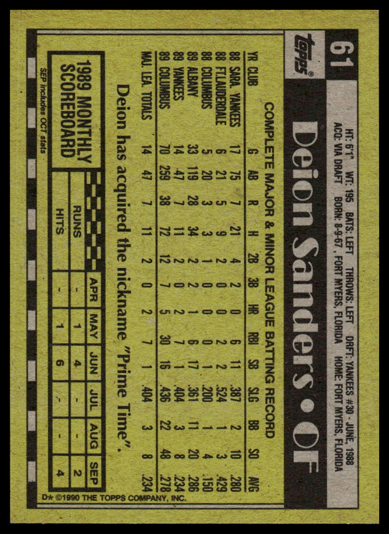 1990 Topps #61 Deion Sanders