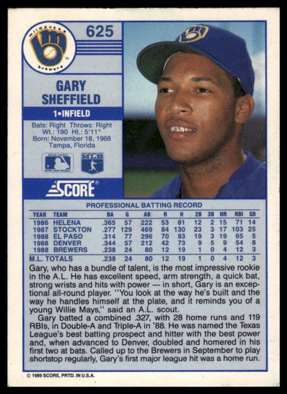 1989 Score #625 Gary Sheffield
