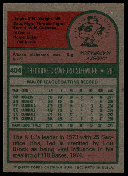1975 Topps #404 Ted Sizemore