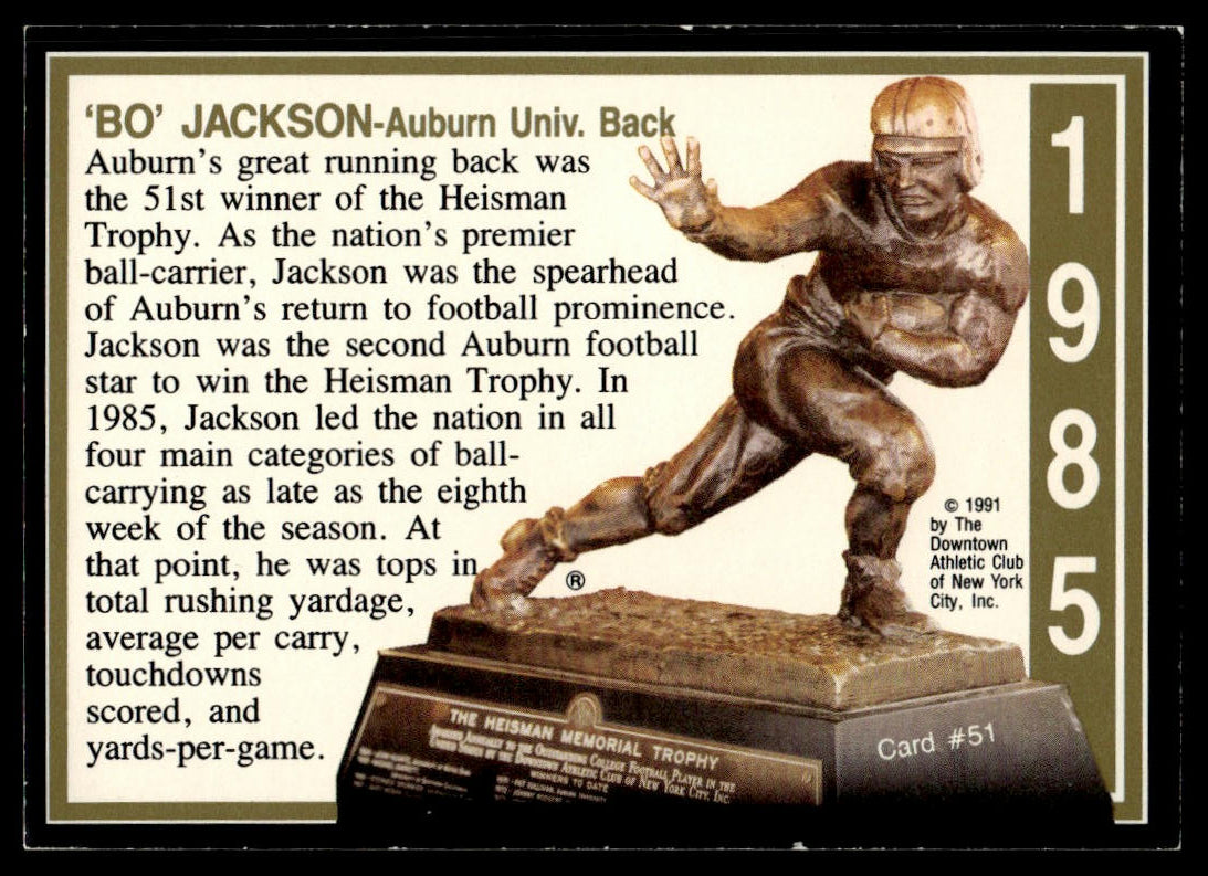 1991 Heisman Collection Series I #51 Bo Jackson