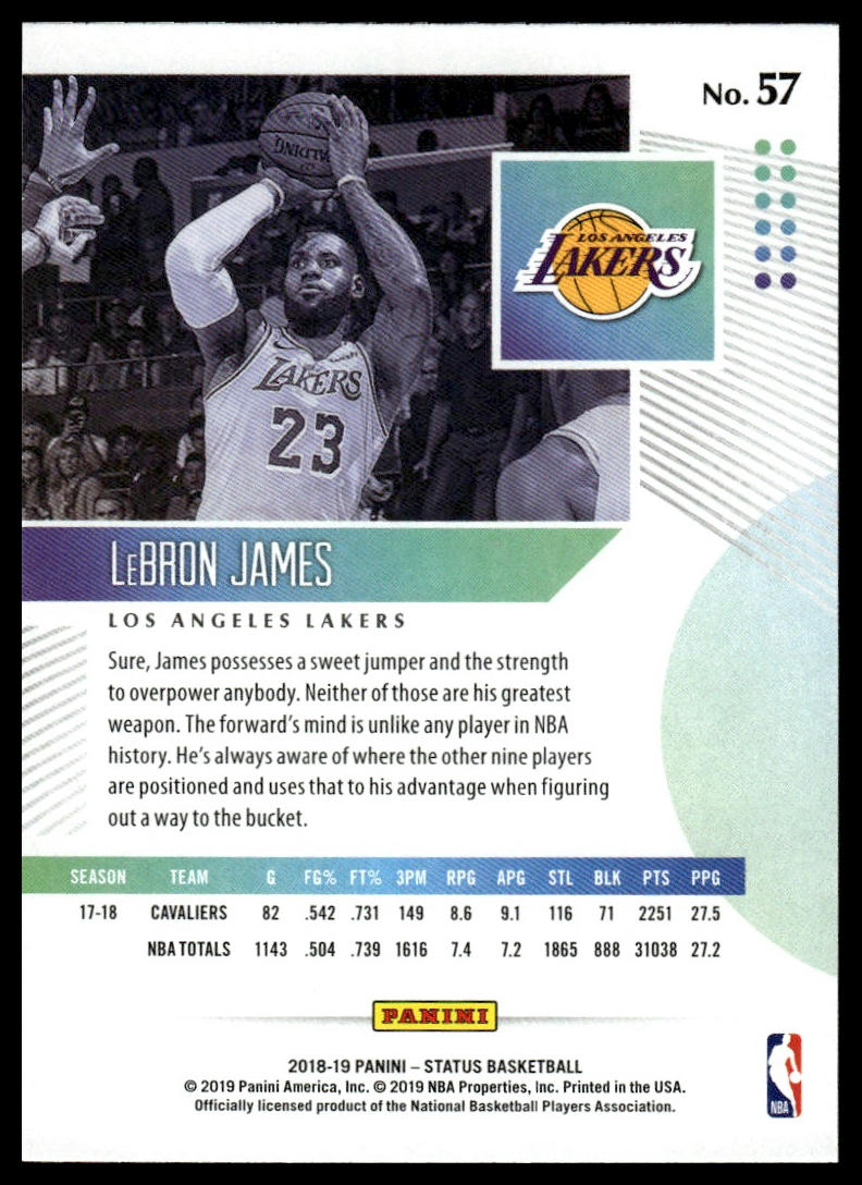 2018-19 Panini Status #57 LeBron James