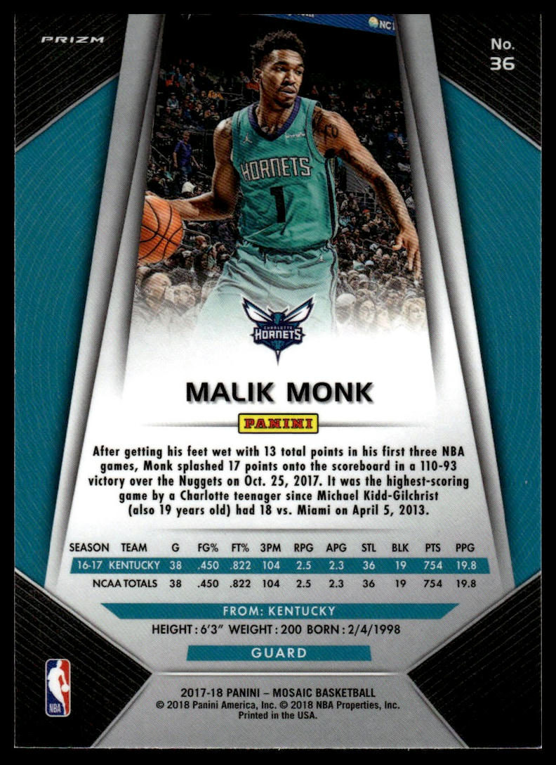 2017-18 Panini Mosaic #36 Malik Monk Red