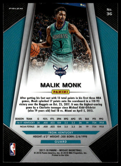 2017-18 Panini Mosaic #36 Malik Monk Red