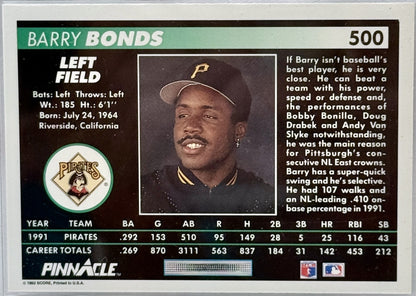 1992 Pinnacle #500 Barry Bonds