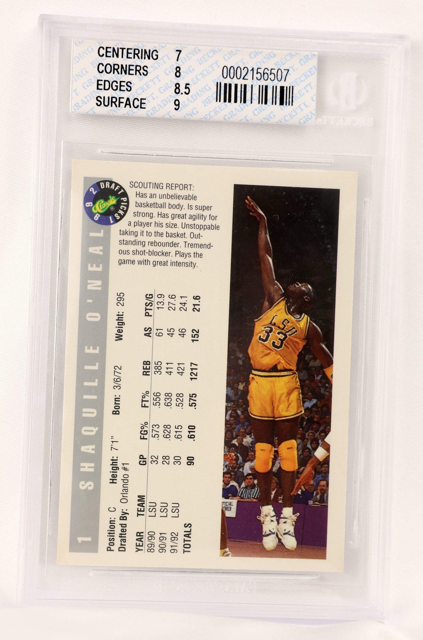 1992 Classic Draft Picks #1 Shaquille O'Neal