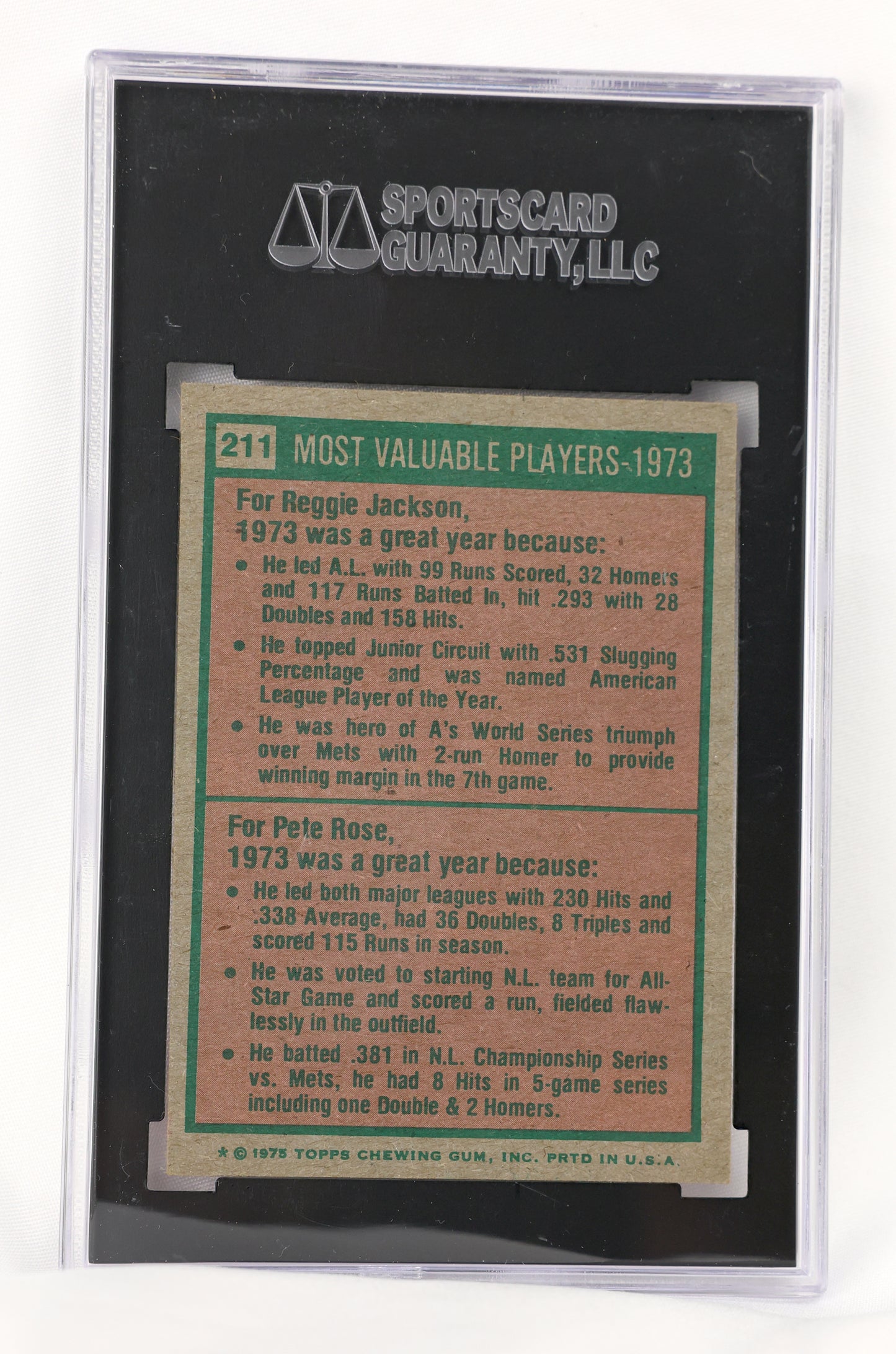 1975 Topps #211 1973 MVPs (Reggie Jackson / Pete Rose)