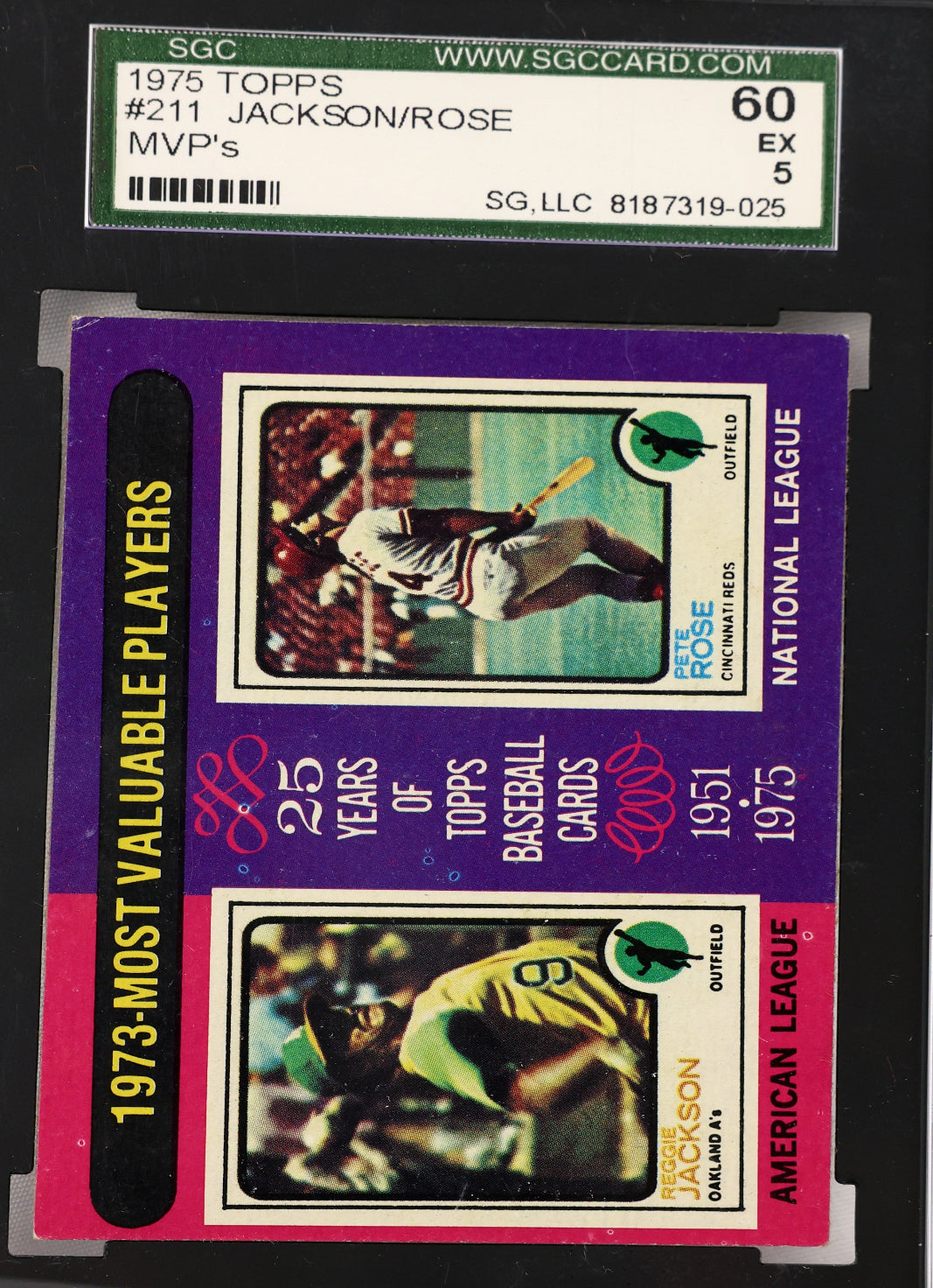 1975 Topps #211 1973 MVPs (Reggie Jackson / Pete Rose)