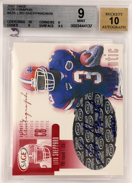 2002 SAGE #A36 Lito Sheppard Autographs Bronze #/600