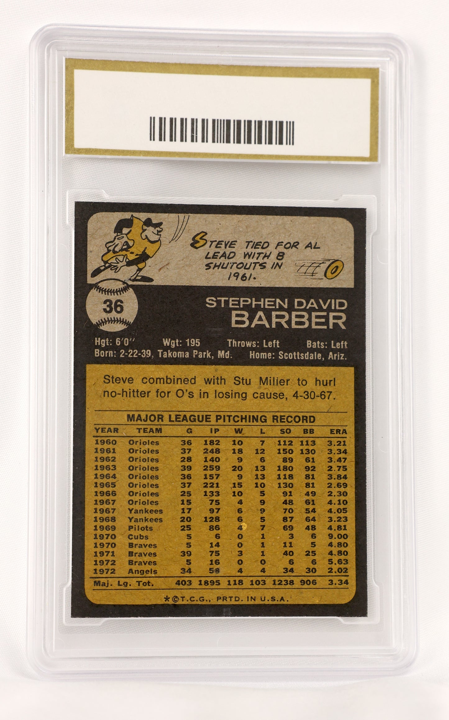 1973 O-Pee-Chee #36 Steve Barber