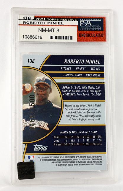 2001 Topps Reserve #138 Roberto Miniel Rookie Autographs PSA #/1500
