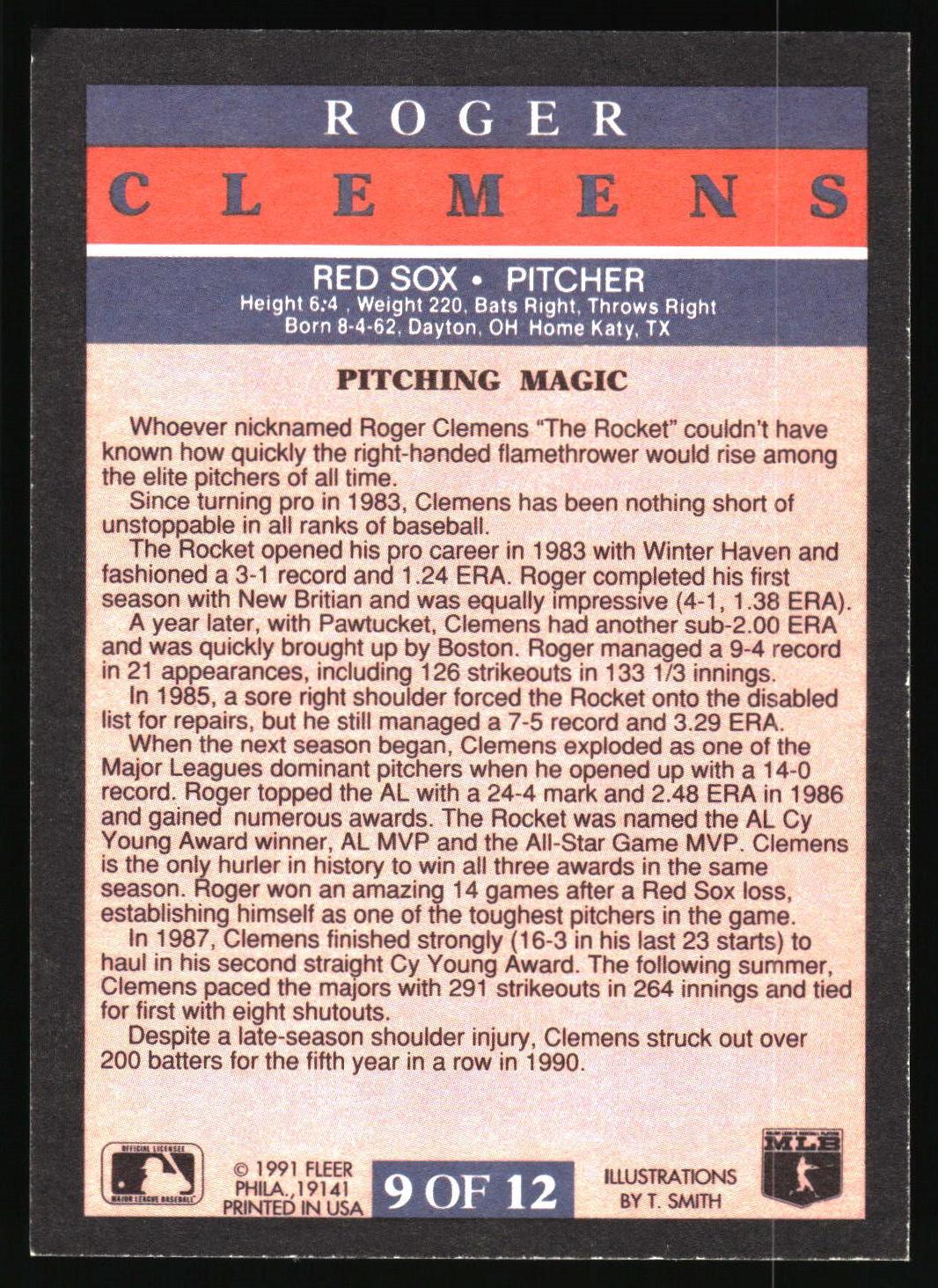 1991 Fleer #9 Roger Clemens Pro-Visions