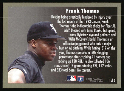 1994 Fleer #1 Frank Thomas Award Winners