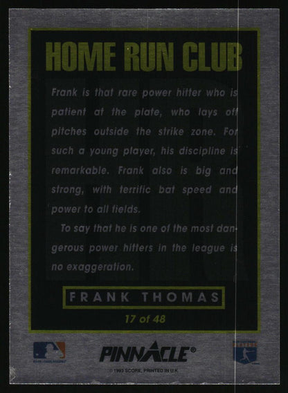 1993 Pinnacle Home Run Club #17 Frank Thomas