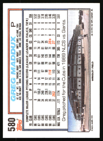 1992 Topps Micro #580 Greg Maddux