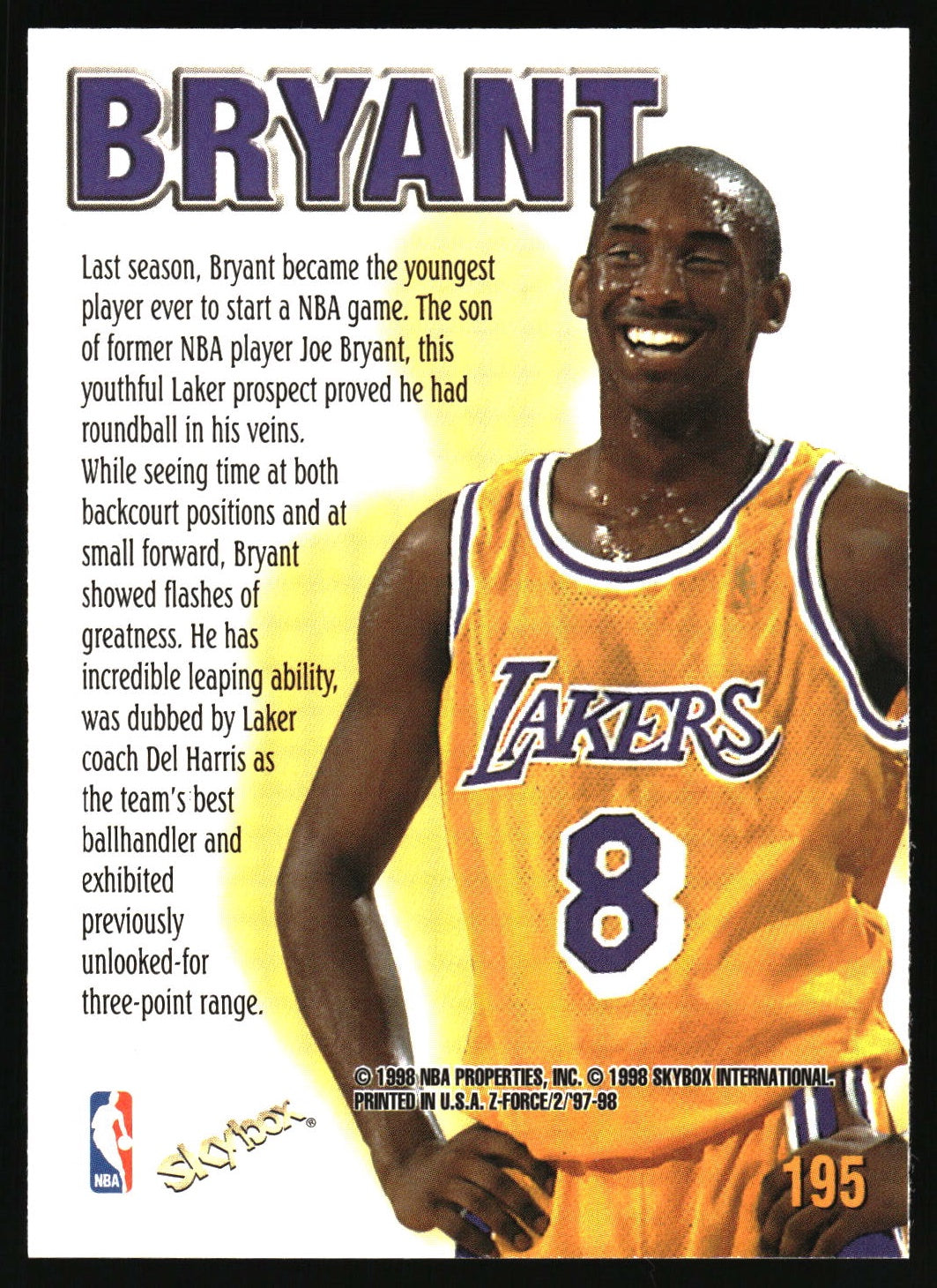 1997-98 SkyBox Z-Force #195 Kobe Bryant