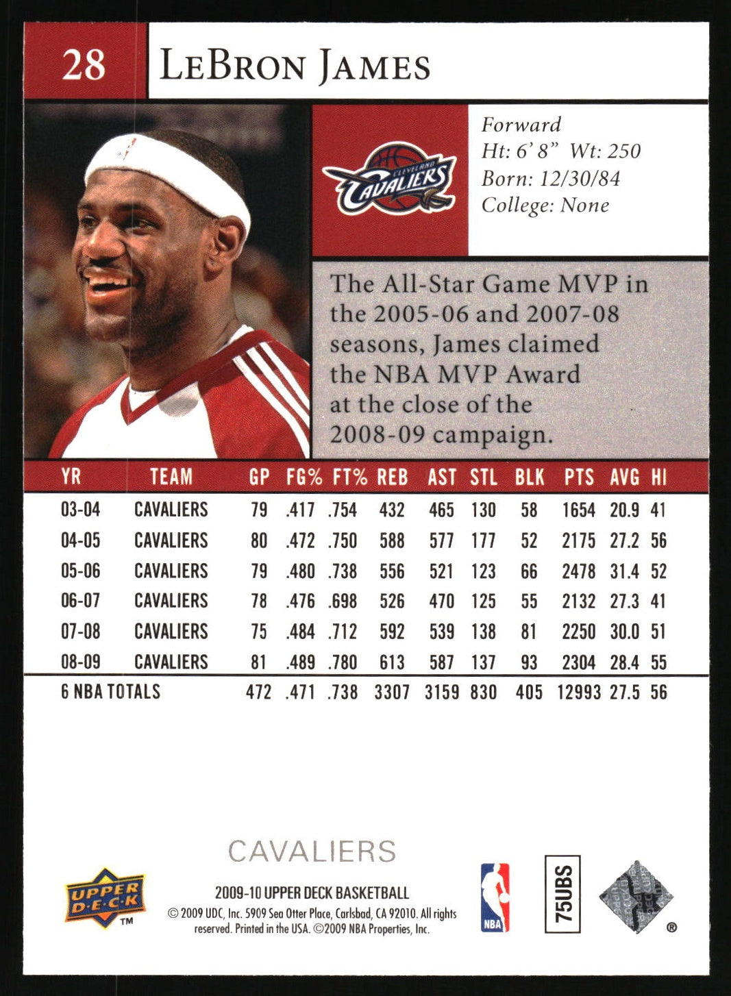 2009-10 Upper Deck #28 LeBron James
