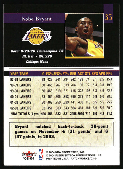 2003-04 Fleer Patchworks #35 Kobe Bryant