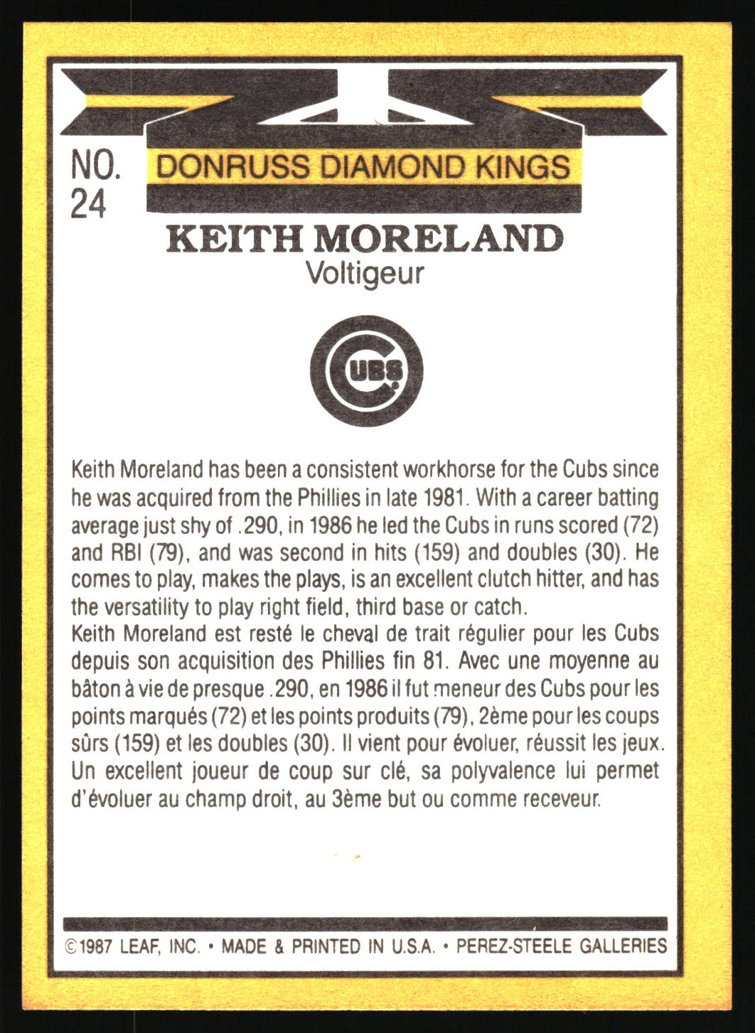1987 Donruss #24 Keith Moreland