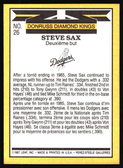 1987 Leaf #26 Steve Sax