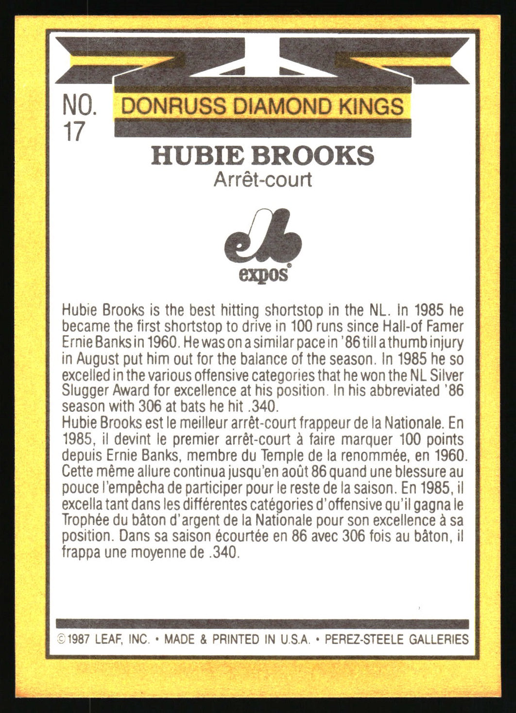 1987 Leaf #17 Hubie Brooks