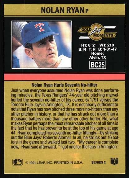 1991 Leaf #BC25 Nolan Ryan Gold Rookies