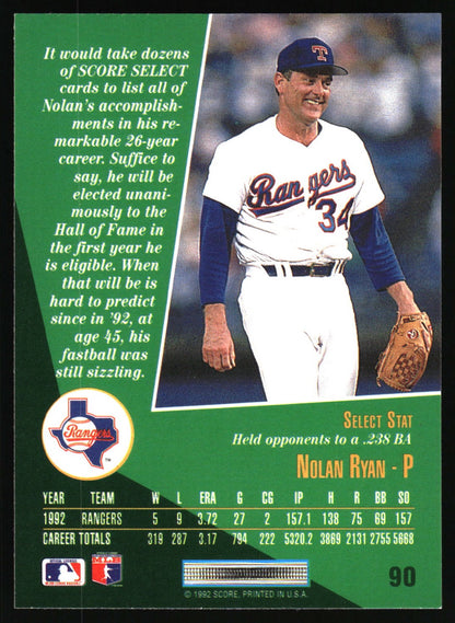 1993 Select #90 Nolan Ryan
