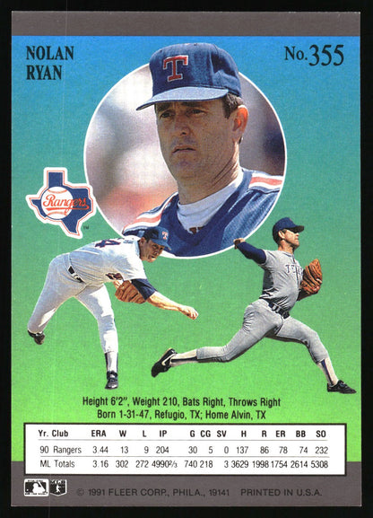 1991 Ultra #355 Nolan Ryan