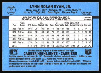 1988 Leaf #77 Nolan Ryan