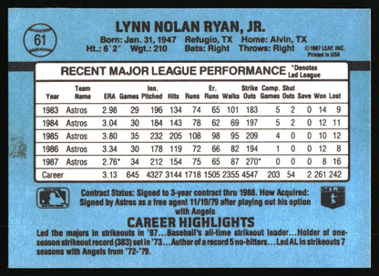 1988 Donruss #61b Nolan Ryan